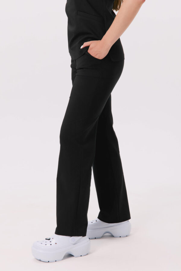 SPODNIE MEDYCZNE DAMSKIE - SZEROKIE - PREMIUM - BLACK - obrazek 4