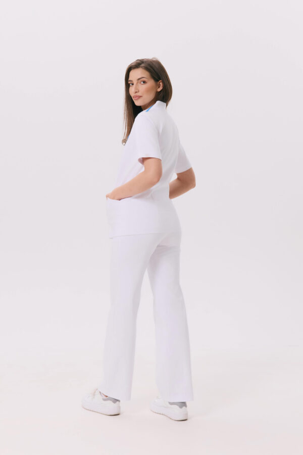 SPODNIE MEDYCZNE DAMSKIE – SZEROKIE – PREMIUM – WHITE - obrazek 2