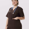BLUZKA MEDYCZNA DAMSKA - SCRUBS - PREMIUM - DARK CHOCOLATE