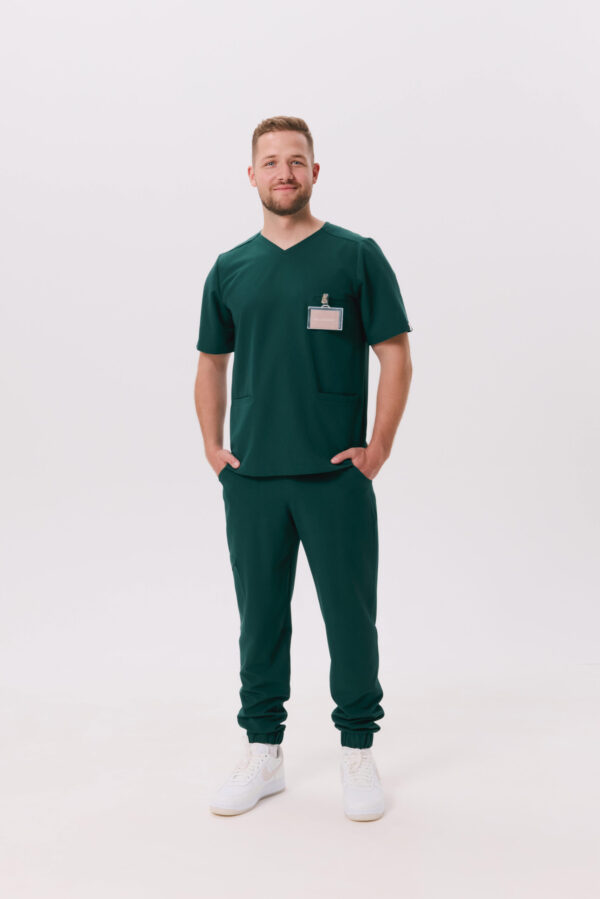 SPODNIE MEDYCZNE MĘSKIE – SCRUBS JOGGER – BASIC – BOTTLE GREEN - obrazek 2