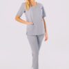 BLUZKA MEDYCZNA DAMSKA - SCRUBS - BASIC - GREY - obrazek 3