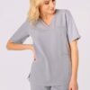 BLUZKA MEDYCZNA DAMSKA - SCRUBS - BASIC - GREY - obrazek 2