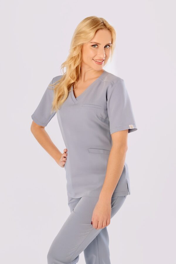 BLUZKA MEDYCZNA DAMSKA - SCRUBS - BASIC - GREY