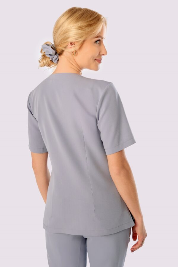 BLUZKA MEDYCZNA DAMSKA - SCRUBS - BASIC - GREY - obrazek 4
