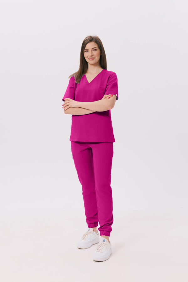 SPODNIE MEDYCZNE DAMSKIE - SCRUBS JOGGER - BASIC - AMARANT - obrazek 2