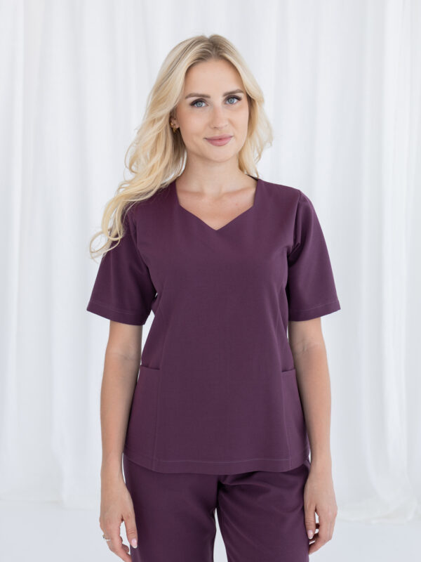 BLUZKA MEDYCZNA DAMSKA - SCRUBS-ARIA - BASIC - BERRY