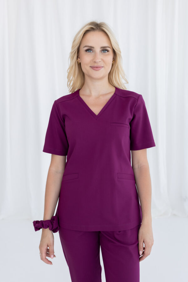 BLUZKA MEDYCZNA DAMSKA - SCRUBS - PREMIUM - BURGUND - obrazek 3