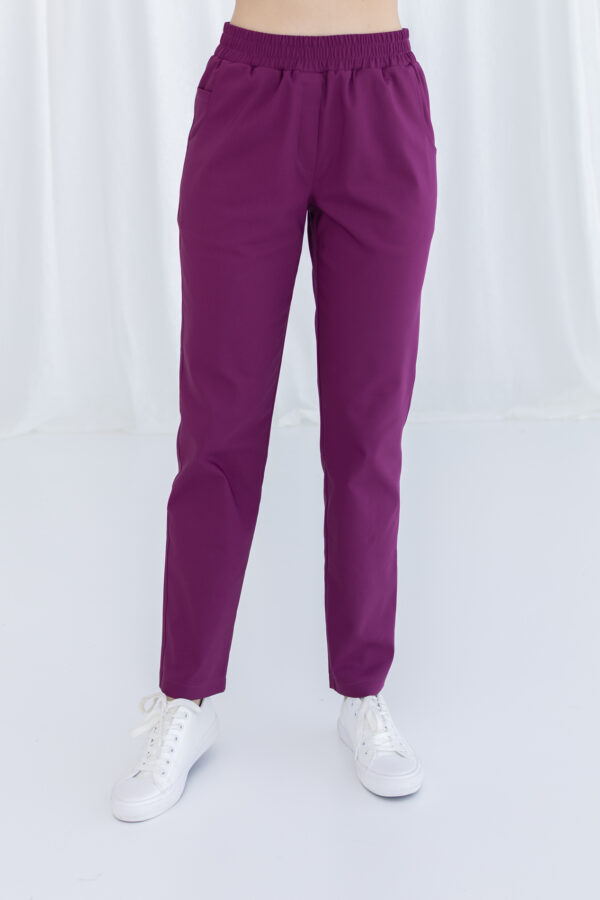 SPODNIE MEDYCZNE DAMSKIE – SCRUBS PROSTE – PREMIUM – BURGUND