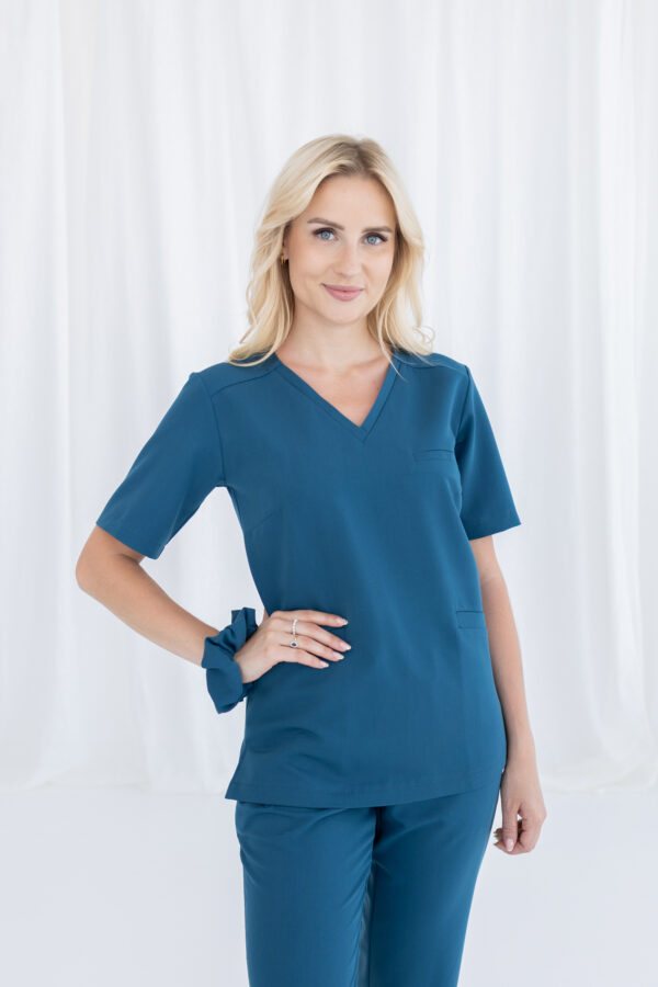 BLUZKA MEDYCZNA DAMSKA - SCRUBS - BASIC - MORSKI