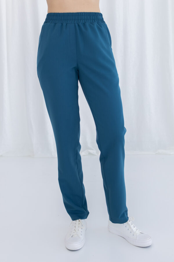 SPODNIE MEDYCZNE DAMSKIE PROSTE - SCRUBS-BASIC - MORSKI