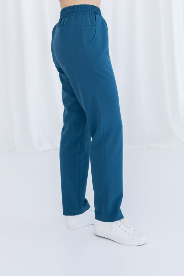 SPODNIE MEDYCZNE DAMSKIE PROSTE - SCRUBS-BASIC - MORSKI - obrazek 2