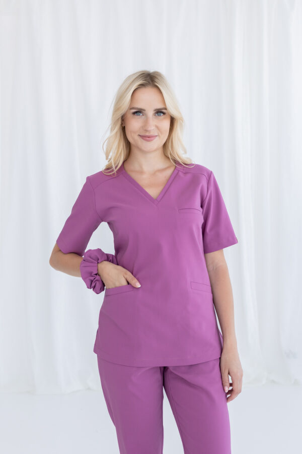 BLUZKA MEDYCZNA DAMSKA - SCRUBS - PREMIUM - DUSTY ROSE - obrazek 2