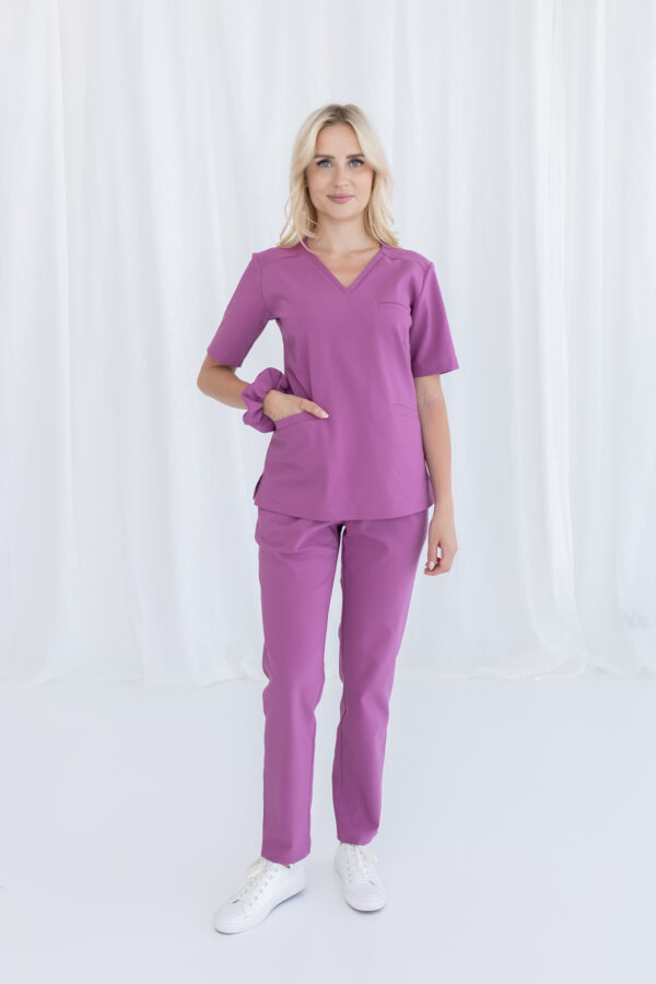 SPODNIE MEDYCZNE DAMSKIE – SCRUBS PROSTE – PREMIUM – DUSTY ROSE - obrazek 2
