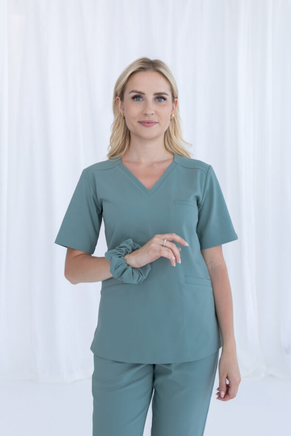 BLUZKA MEDYCZNA DAMSKA - SCRUBS - PREMIUM - SZAŁWIA - obrazek 3