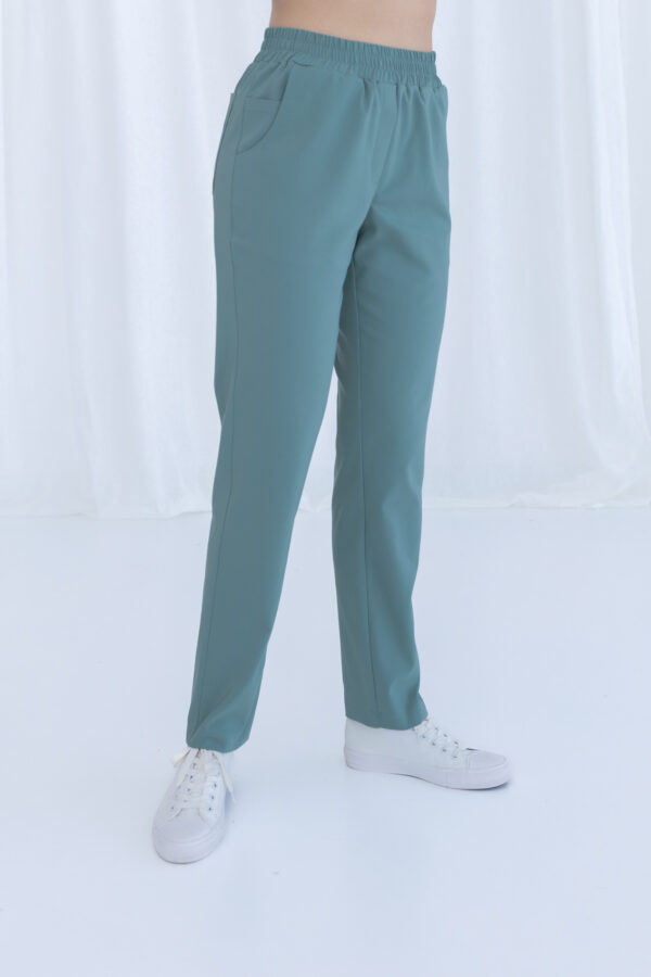 SPODNIE MEDYCZNE DAMSKIE – SCRUBS PROSTE – PREMIUM – SZAŁWIA - obrazek 2
