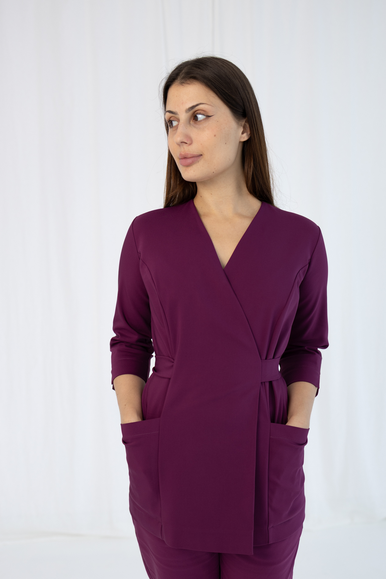 TUNIKA MEDYCZNA DAMSKA - PREMIUM- BURGUND - obrazek 6