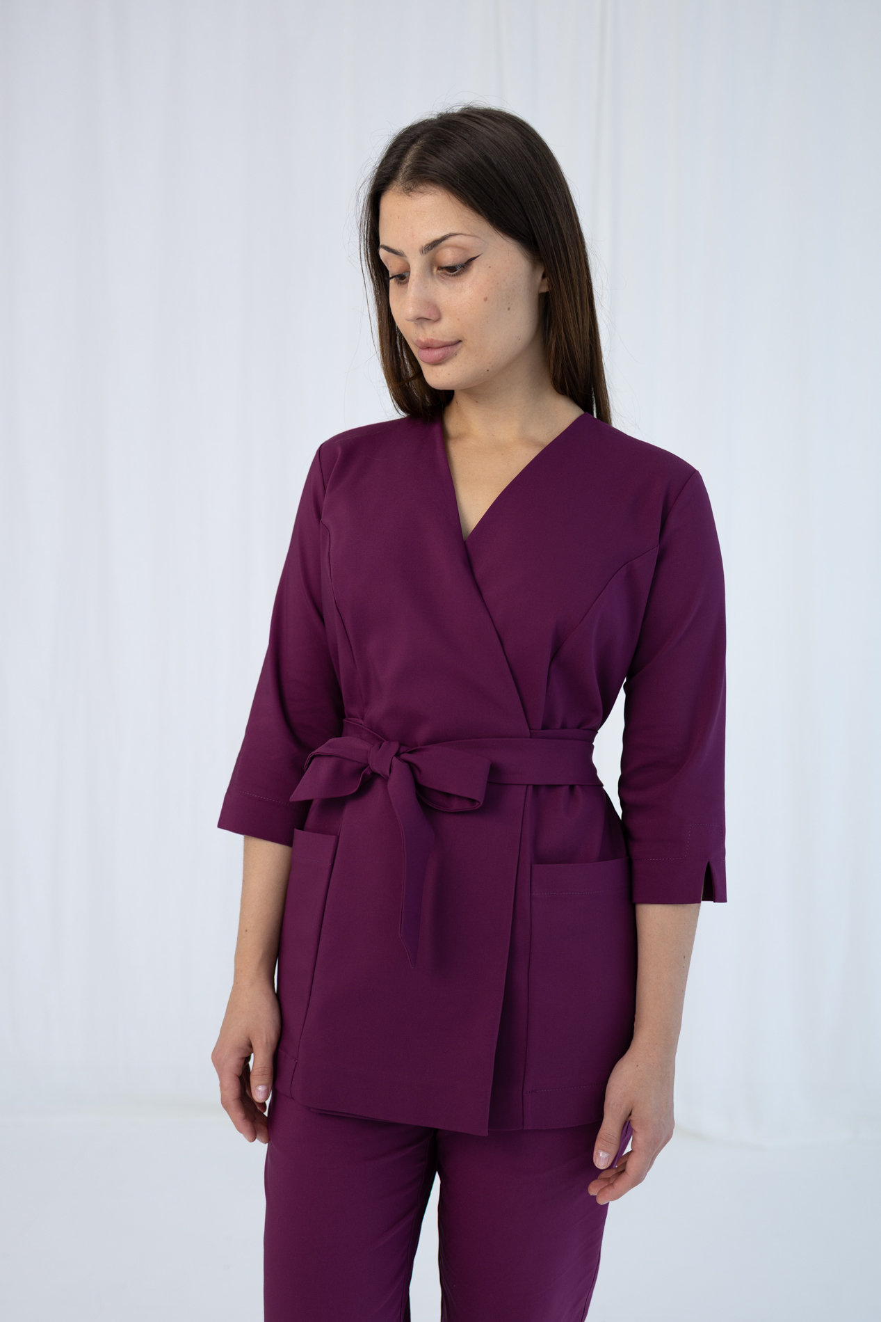 TUNIKA MEDYCZNA DAMSKA - PREMIUM- BURGUND - obrazek 3