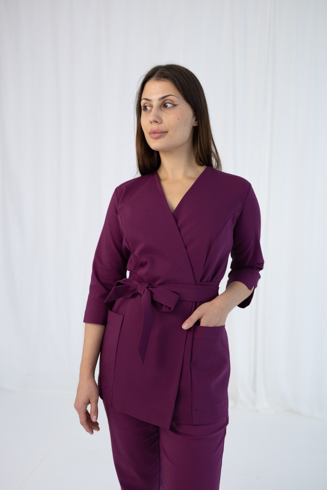 TUNIKA MEDYCZNA DAMSKA - PREMIUM- BURGUND