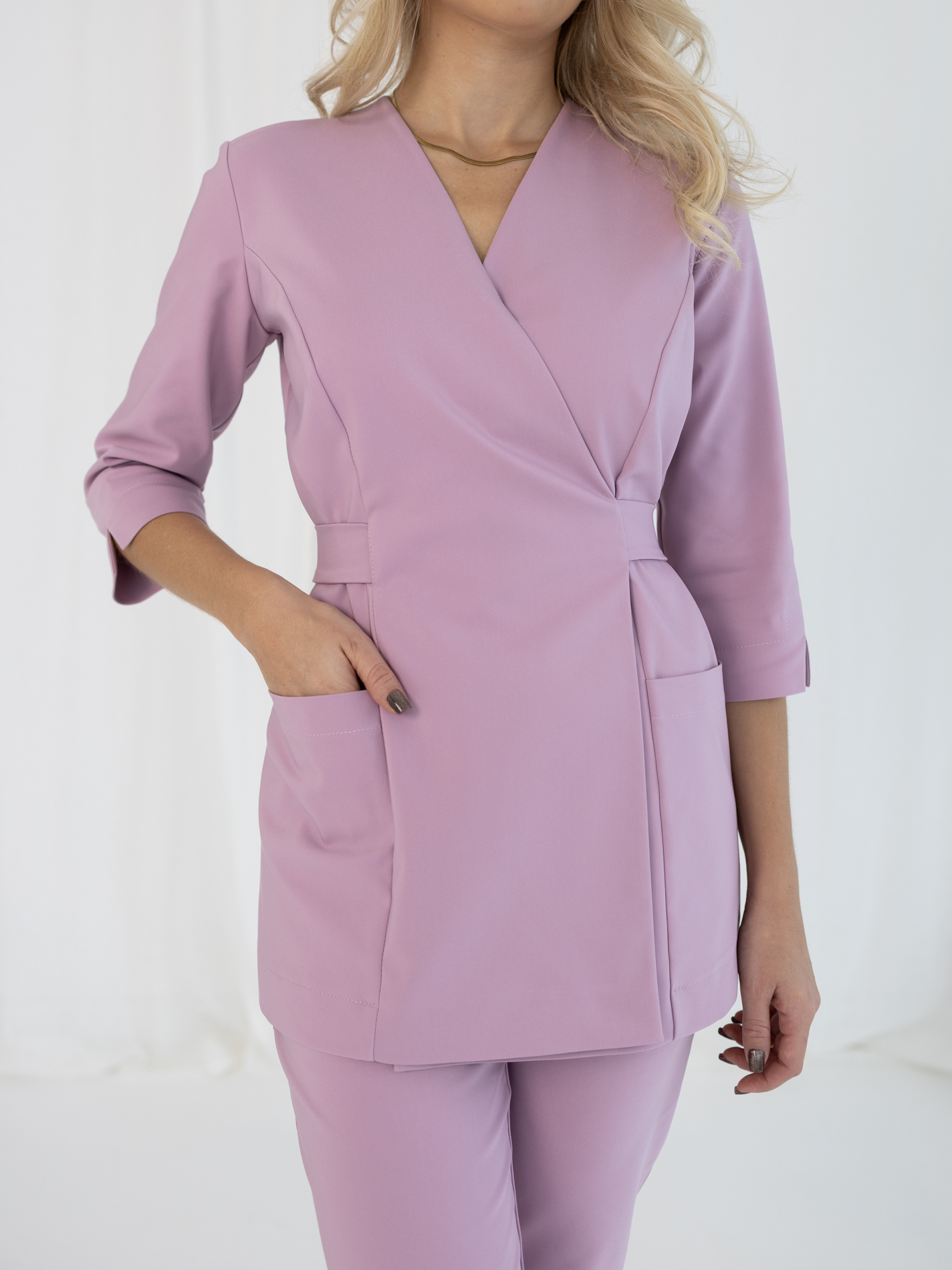 TUNIKA MEDYCZNA DAMSKA - PREMIUM- LILIOWY RÓŻ - obrazek 4