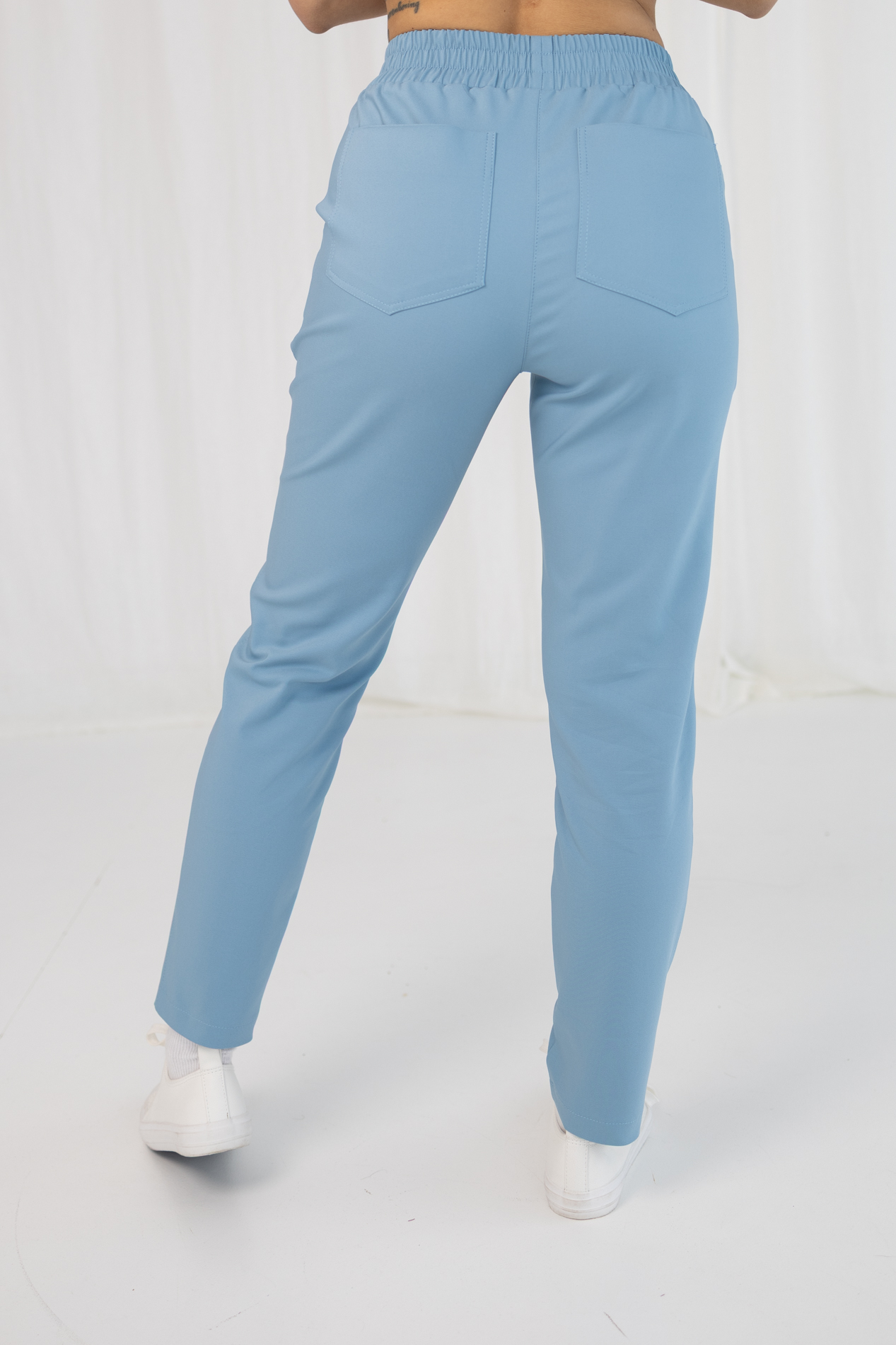 SPODNIE MEDYCZNE DAMSKIE – SCRUBS PROSTE – PREMIUM – MORSKI BŁĘKIT - obrazek 3