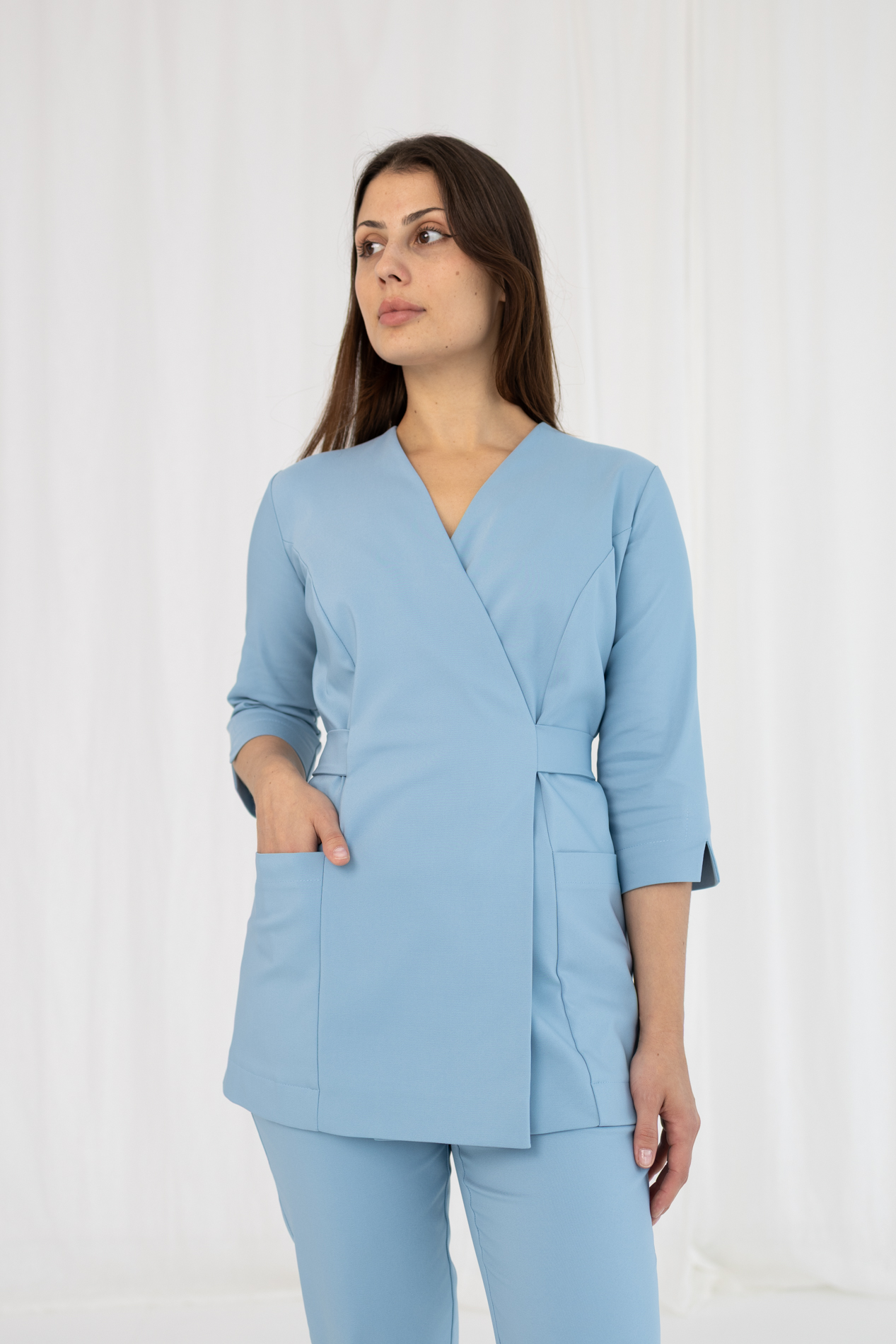 TUNIKA MEDYCZNA DAMSKA - PREMIUM- MORSKI BŁĘKIT