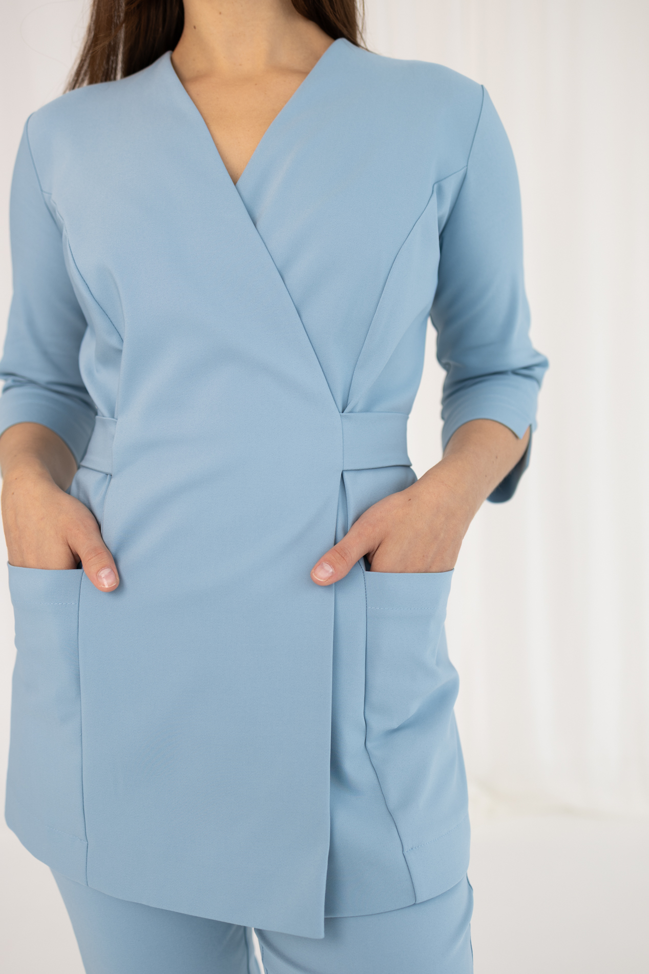 TUNIKA MEDYCZNA DAMSKA - PREMIUM- MORSKI BŁĘKIT - obrazek 2